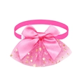 Pink pet bow scarf with star sequins and ribbon for cats and small dogs - Rose Red
