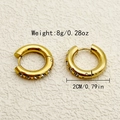 Vintage vergoldete Titanstahl-Ohrringe mit weißen Zirkonia-Inlays für Damen - Zirkonia-Creolen / Gold