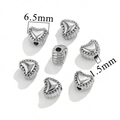 6.5mm stainless steel heart beads with 1.5mm large holes for DIY jewelry making - Heart-Steel