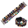 Bohemian multilayer Apple Watch strap with purple amethyst and turquoise wooden beads - Size L Fits 38/40/41mm / Amethyst Wood Mix