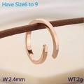 Anillo abierto minimalista de acero inoxidable en oro rosa, ancho 2,4 mm, talla 6 a 9 US - US 6 / Oro rosa