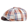 Retro orange and blue plaid newsboy cap with wool texture for vintage style - One Size 56-58cm / Thin-Orange