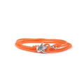 Orange braided rope bracelet featuring a silver dolphin charm on a clean white background - Orange Cord Silver Whale