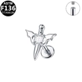 F136 titanium silver bat sword labret stud with zircon and internal thread detail - Silver Winged Dagger Style / Silver