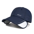 Navy blue quick-dry sport cap with retractable white side visors and laser-cut holes - Adjustable / Navy Blue