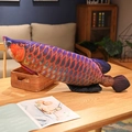 Detail of 3D digital printing texture on realistic golden dragon fish plush pillow - Purple Dragon Fish