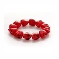 Bracciale a doppio strato con teschi rossi e pietre turchesi da uomo in stile punk rock - Strato Singolo / Teschio Rosso