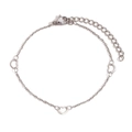 Bracciale a catena d'argento con cuori traforati e chiusura a moschettone regolabile - Color Acciaio