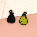 Mini pear-shaped fruit alloy charms in yellow and green enamel for DIY jewelry making - Pear - Black (16-Black)
