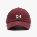 Classic burgundy cotton baseball cap with white CH letter embroidery and wide curved brim - Adjustable / Burgundy