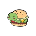 Cute cartoon green turtle burger enamel pin badge for creative animal lovers - Turtle Burger
