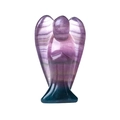 Hand-carved purple and blue fluorite crystal angel statue figurine on white background - Fluorite