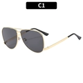 Lunettes de soleil aviateur en métal doré avec double pont et verres gris foncé - Monture Dorée Verres Gris