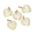 Detailed view of five heart-shaped acrylic pendants in pale yellow with gold metal loops - Small Heart Yellow (10pcs/pack)