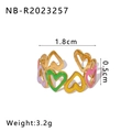 Bunter Emaille-Herzring in Goldoptik mit verstellbarer Öffnung und 1,8cm Durchmesser - Einstellbar Offen / Violett Grün Gelb Rosa Herz Stil (NB-R2023257)