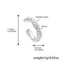 Silver twisted stainless steel ear cuff with sparkling zircon inlay for women - Twist Zirconia Ear Cuff (F428) / Steel