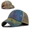 Casquette tie-dye pour queue de cheval avec filet kaki et bandes croisées élastiques - Réglable / Tie-Dye Bleu Marine