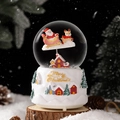 Luminous Santa reindeer sleigh water ball music box with festive white base design - 24109-Pink Sledge