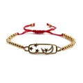 Gold-plated star and moon zircon bracelet with adjustable red braided rope - Gold Copper Beads Red Rope