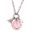 Collana placcata oro 18K con ciondolo a conchiglia rosa e perla bianca - Argento-Rosa