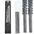 Silver glitter hair tinsel extensions with clips in a retail box set of 12 pieces - 12 Pieces / Laser Black (12-Piece Set)