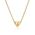 Macro shot of gold heart-shaped pendant engraved with letter B on stainless steel chain - Heart Initial B Style (B)
