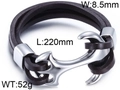 Herren Lederarmband mit silbernem Ankerverschluss, 220 mm Länge und 52 g schweres Design - Silberner Anker Breites Schwarzes Lederseil (KB62602-BD)