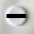 Houppette en velours de cristal blanc avec ruban noir pour poudre fixante - En vrac 60x12mm / Blanc (Ruban noir)