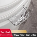 2er-Set transparente weiße Toilettendeckelheber mit Wellentextur und Metallakzent - Kombinationsset / Klarweiß