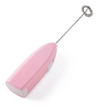 Pink handheld electric milk frother and coffee stirrer with durable metal whisk head - Pink