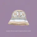 Handmade crochet bucket hat with floral granny square pattern in purple background - M (56-58cm) / Contrast Striped Sunflower Hat Beige