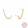Elegant gold-plated S925 sterling silver chain earrings with sparkling cubic zirconia stones - Style 3-Chain with Zirconia / Gold