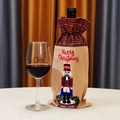 Christmas wine bottle cover with nutcracker soldier print and red plaid drawstring - Nutcracker Soldier