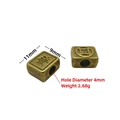 Square bronze beads with Chinese characters and coin pattern, 11x9mm for DIY jewelry - Style 12#