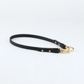 Short black lychee grain leather shoulder strap with golden metal swivel hooks - 1.2cm Width Black (Black Thread)