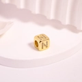 Gold-plated 9mm cube bead with micro-pave cubic zirconia letter N for DIY jewelry - Letter N