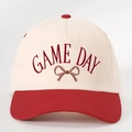 Retro GAME DAY baseball cap in cream and red with embroidery and a small bow - Adjustable / Off-white Spliced Red