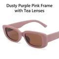 Retro small square sunglasses featuring a dusty purple frame with brown tea lenses - Sand Purple Frame Tea Lens