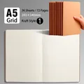 Cuaderno A5 de papel Kraft con páginas cuadrículas y 36 hojas para notas y oficina - Cuadros / Color Kraft / A5 (203x140mm)