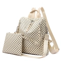 Mochila beige con estampado de monograma en contraste y bolso de mano pequeño a juego - Juego De Mochila Y Estuche / Beige