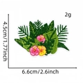 Detailed size chart showing dimensions and weight of tropical flower embroidery patch - Hawaiian Patch 16# (Floral Plant)