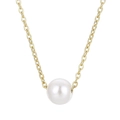 Elegante goldene Titanstahlkette mit rundem weißem Perlenanhänger für Damen in Gold - Einzelperle Gold (KN235284-Z)