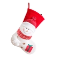 Calcetín de Navidad de punto rojo y blanco con muñeco de nieve y gorro de lunares - Muñeco de Nieve