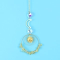 Detailed suncatcher view featuring golden moon pendant and yellow citrine gravel loop - Citrine