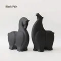 Abstract ceramic horse sculptures in matte black pair for minimalist home decor - Black (Pair)