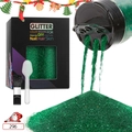 Emerald green glitter set with bottle, brush, and spoon for Christmas nail art decoration - Set-2 (Fine Green Glitter - No.296)