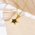 Elegant gold titanium steel necklace with black star pendant featuring letter X detail - Letter X Style (D112)