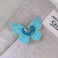 Pince à cheveux papillon cœur bleu avec lettrage LOVE et strass brillants - Vert