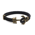 Bracciale nautico in corda nera con chiusura ad ancora in bronzo e stile vintage - Corda Nera Fibbia Bronzo Antico