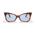 Occhiali da sole cat-eye retrò con montatura leopardata e lenti colorate blu chiaro - Montatura Tartarugata Lenti Blu